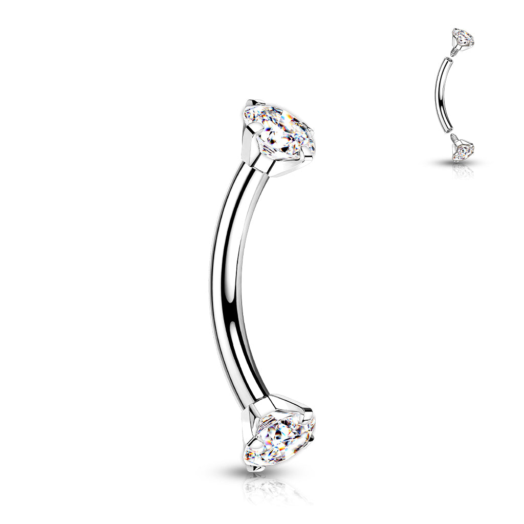Titanium Curved Barbell 16G 8mm with 3mm CZ Crystal - photo 6