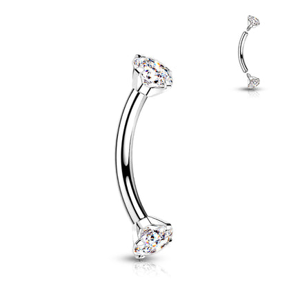 Titanium Curved Barbell 16G 8mm with 3mm CZ Crystal - photo 6