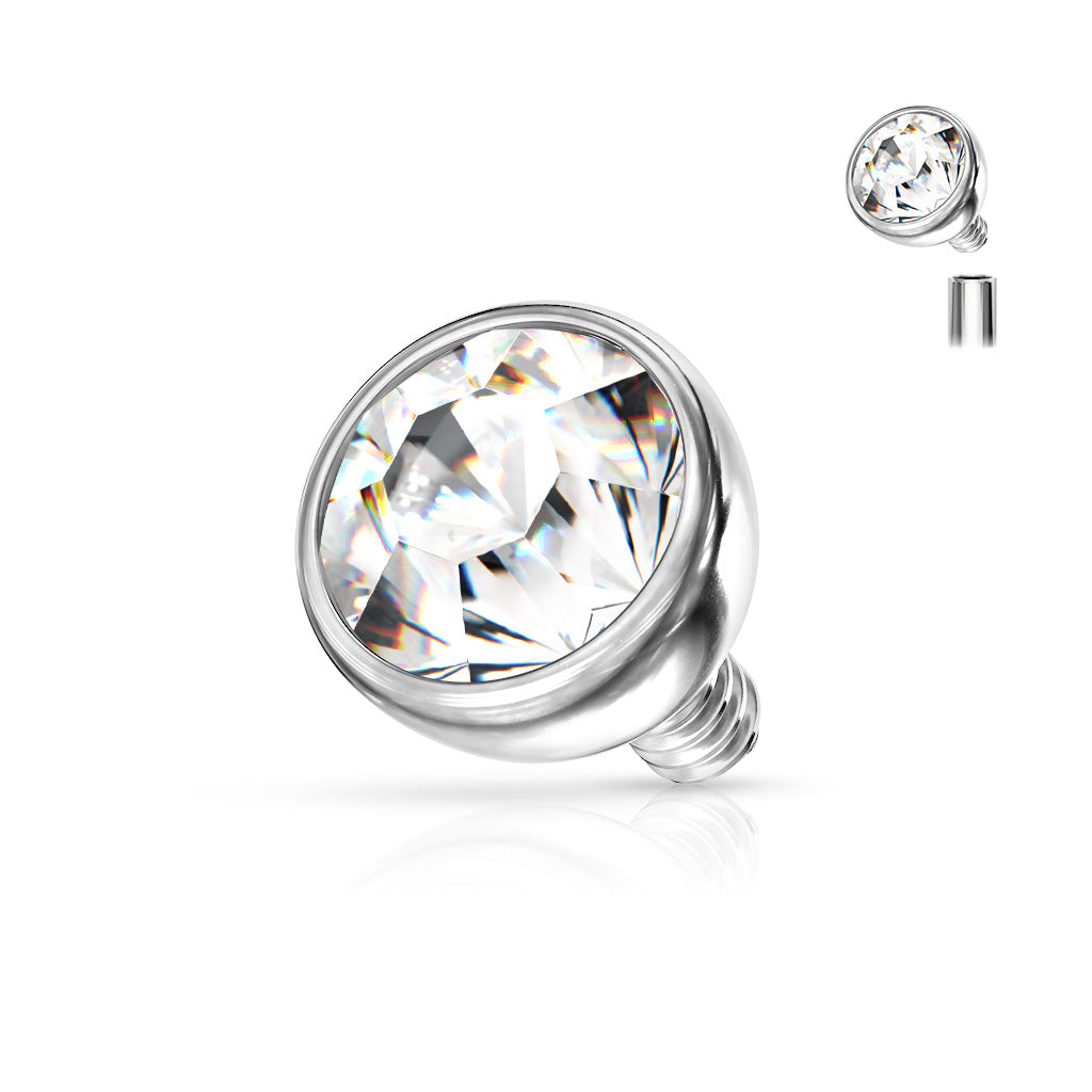 Surgical Steel Dermal Anchor Top 16G 3mm & 4mm with Bezel CZ - photo 5