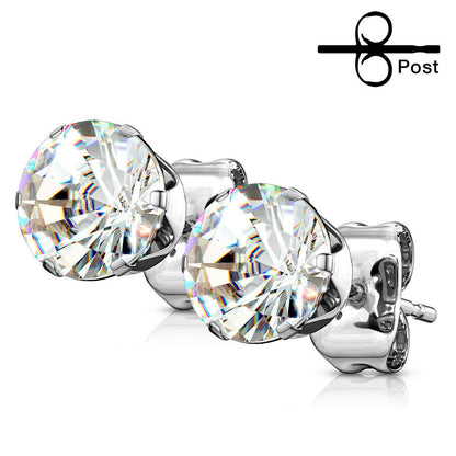 Surgical Steel 20 Gauge Round CZ Stud Earrings - Pair - photo 7
