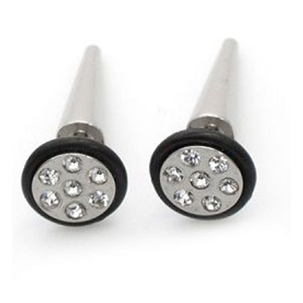 Surgical Steel 16 Gauge Fake Taper Ear Gauges with CZ - Pair - photo 8
