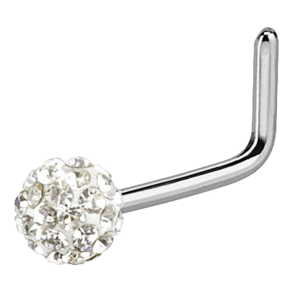 Surgical Steel 20 Gauge L-Shape Nose Stud with Ferido Ball CZ - photo 4