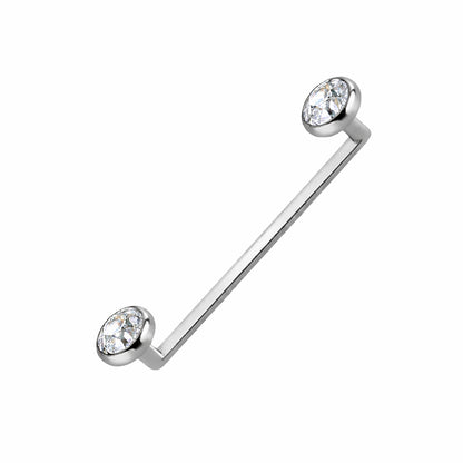 Surgical Steel 13 Gauge Barbell Surface with Press Fit Flat CZ