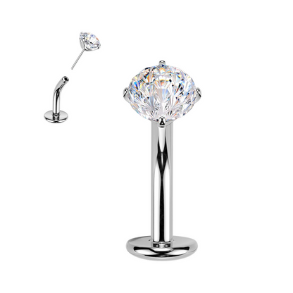Titanium Threadless Floating Convex Belly Ring 14G 10mm with CZ - photo 5