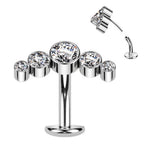 Titanium 14 Gauge Reversed CZ Floating Belly Ring Convex Base