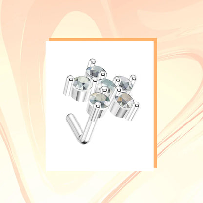Surgical Steel L-Shaped Nose Stud 20G 6.5mm with CZ Flower - photo 7