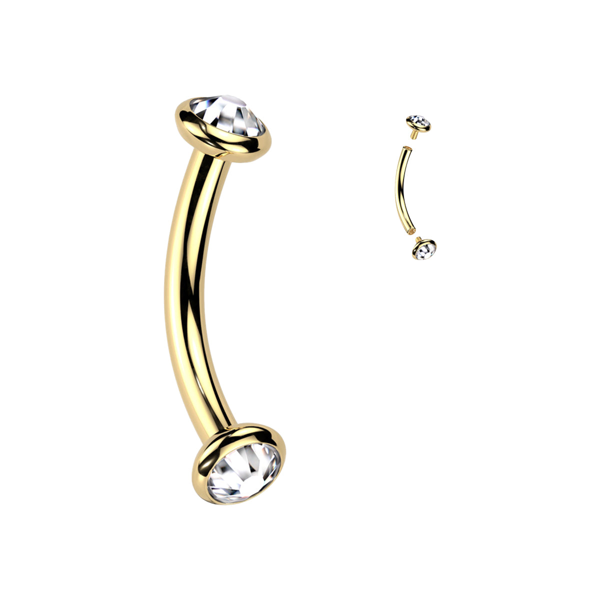 Titanium Curved Eyebrow Barbell 16G 8mm with CZ - photo 14