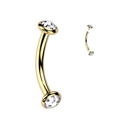 Titanium Curved Eyebrow Barbell 16G 8mm with CZ - photo 14