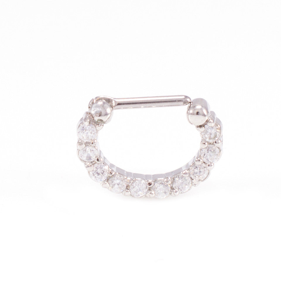 Surgical Steel 16 Gauge Hinged Clicker Segment Ring with Paved CZ - photo 4