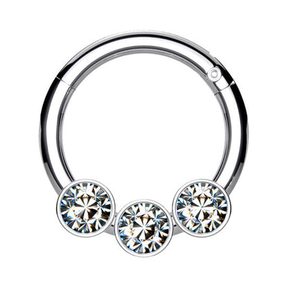 Surgical Steel 16 Gauge Triple CZ Hinged Segment Ring - photo 6