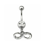Surgical Steel 14 Gauge Dangling Infinity Paved CZ Belly Ring 11mm