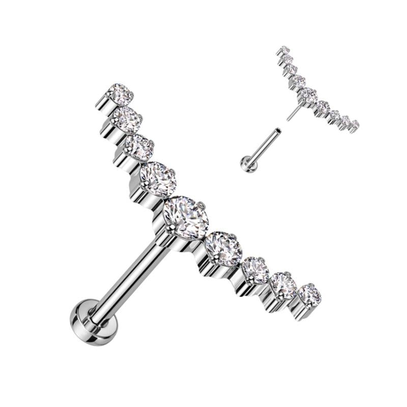 Titanium 18 Gauge Curved CZ Climber Flat Back Labret Stud - photo 8