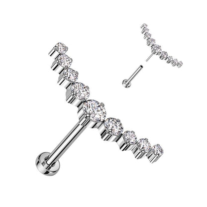 Titanium 18 Gauge Curved CZ Climber Flat Back Labret Stud - photo 8