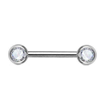 Surgical Steel 16 Gauge Nipple Barbell CZ Front Facing Bezel - Pair - photo 6