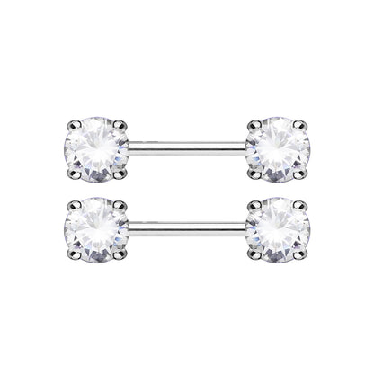 Surgical Steel 14 Gauge Nipple Barbell with Front Facing CZ - Pair - photo 10