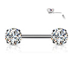 Surgical Steel 14 Gauge Threadless Nipple Barbell with Prong CZ - Pair - photo 9