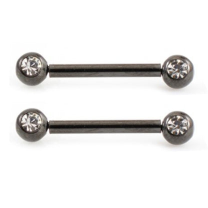 Surgical Steel 14 Gauge Threadless Nipple Barbells with CZ - Pair - photo 2