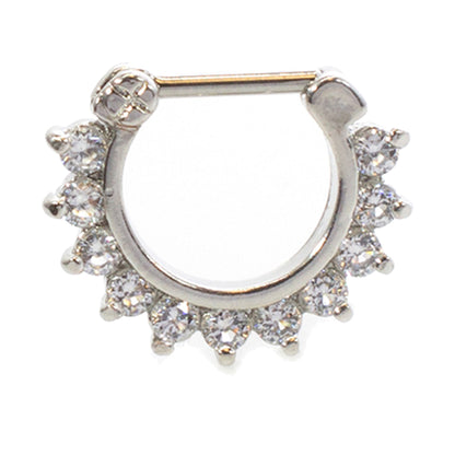 Surgical Steel 16 Gauge Septum Clicker Hoop with Prong Set CZ - photo 5