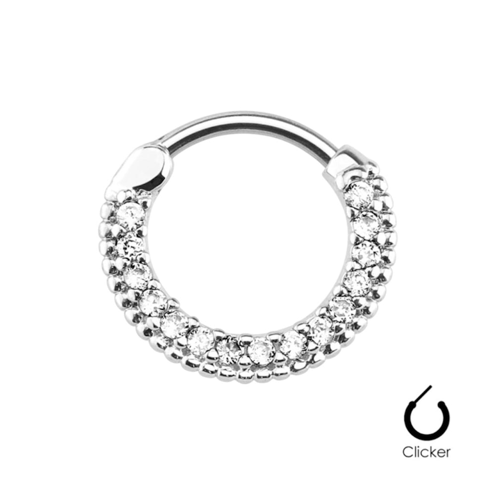 Surgical Steel 16 Gauge Septum Clicker Hoop with Paved CZ - photo 3