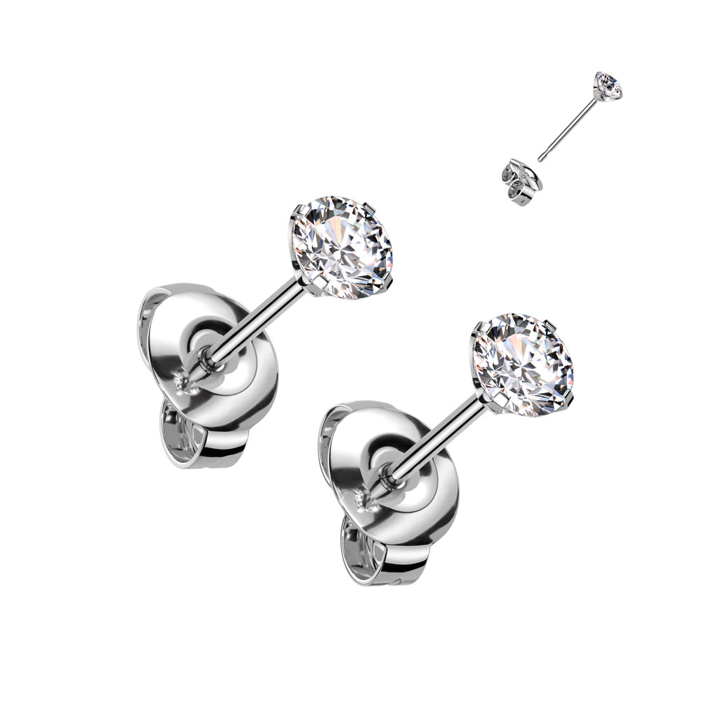 Titanium Prong Set CZ Stud Earrings 20G 2mm to 4mm - Pair - photo 7
