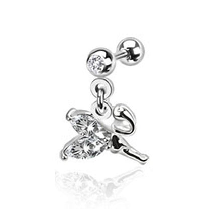 Surgical Steel 16 Gauge Cartilage Barbell with CZ Dangle Fairy - photo 2