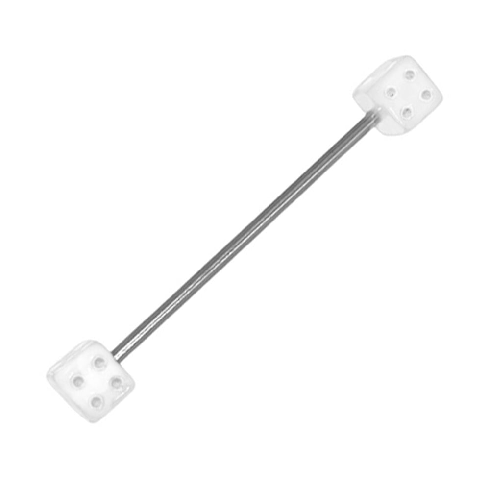 Surgical Steel 14 Gauge Industrial Barbell with Acrylic Dice Bead - photo 5