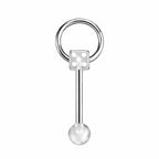 Surgical steel tongue barbell with glow-in-the-dark dice