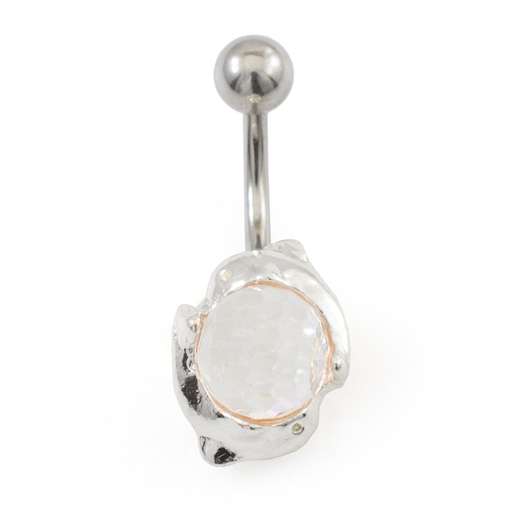 Surgical Steel 14 Gauge Belly Ring with Coupled Dolphin Disco Ball - photo 4