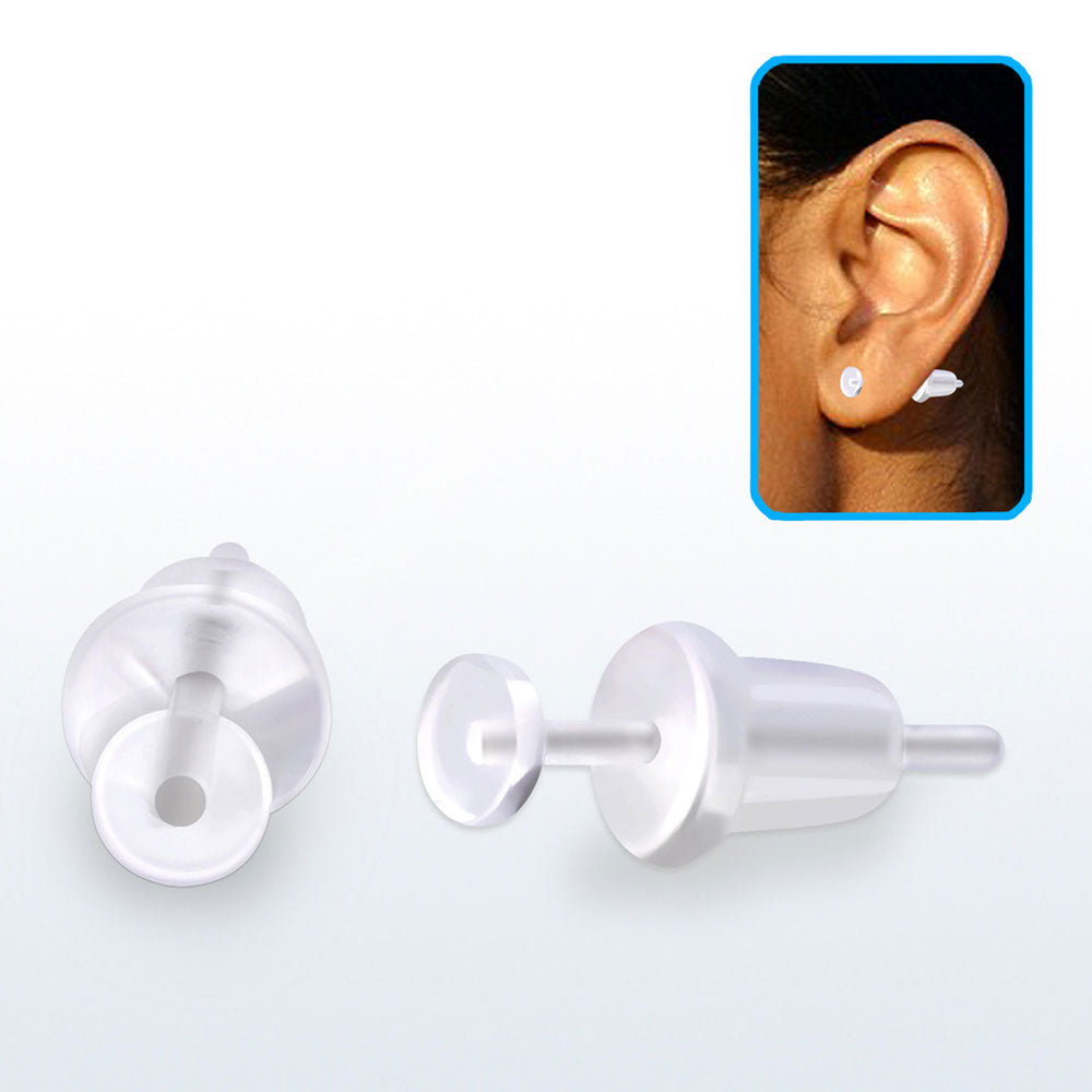 Acrylic Bioflex 20 Gauge Clear Earring Retainer Stud - Pair - photo 4