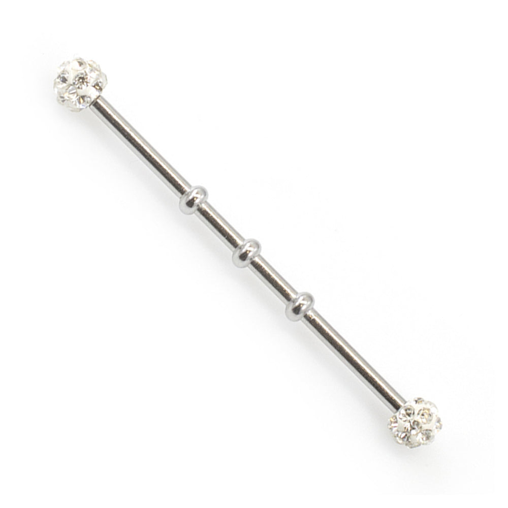 Surgical Steel 14 Gauge Industrial Barbell with Triple Ferido Balls - photo 6