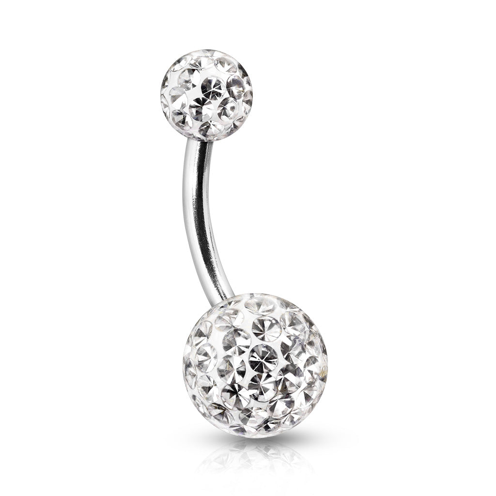 Surgical Steel 14 Gauge Belly Ring with Clear Ferido Gems