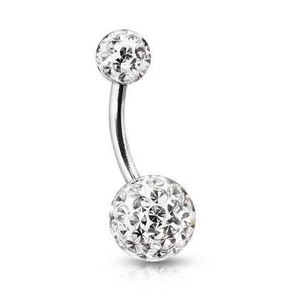 Surgical Steel 14 Gauge Belly Ring with Clear Ferido Gems