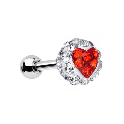 Surgical Steel 16 Gauge Cartilage Barbell with Ferido Heart Gems - photo 3