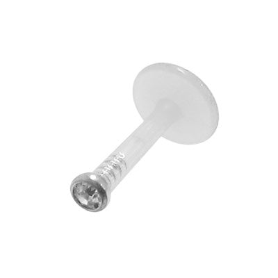 PTFE Bioflex 16 Gauge Labret Stud with Clear CZ Monroe