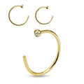 Surgical Steel 20 Gauge Gold Nose Hoop Ring with Clear Gem Top