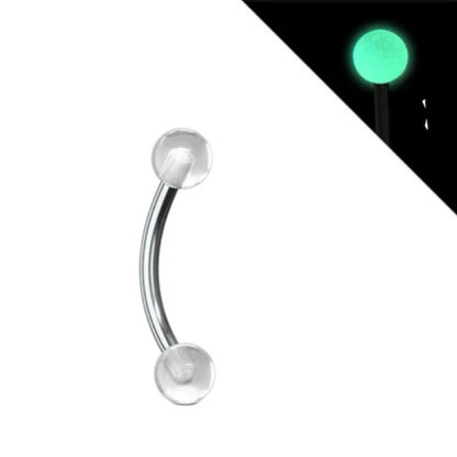 Surgical Steel 16 Gauge Eyebrow Barbell with Glow in Dark Acrylic Ball - photo 3