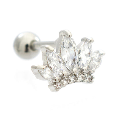 Surgical Steel 16 Gauge Cartilage Barbell with Marquise CZ Crown - photo 6