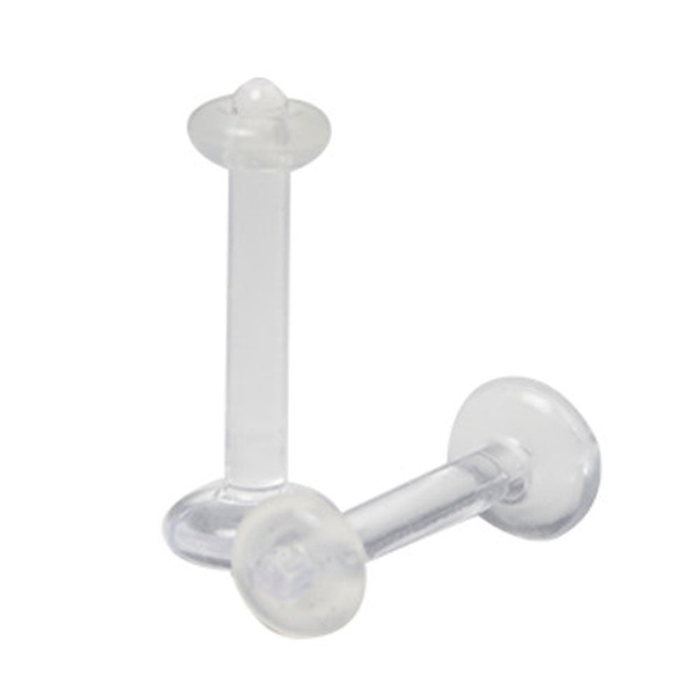 Acrylic Bioflex 14 Gauge Clear Labret Retainer for Monroe - Pair