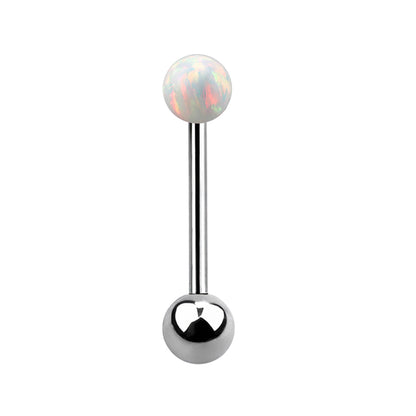 Titanium 14 Gauge Straight Barbell with Synthetic Opal Ball - photo 5