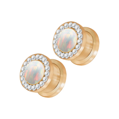 PVD Rose Gold Surgical Steel Screw Fit Tunnels 6 to 0 Gauge - 5 Colors - Pair