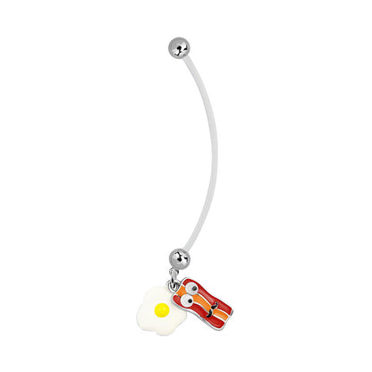 Bioflex 14 Gauge Maternity Belly Ring with Pan, Bacon & Eggs - photo 2