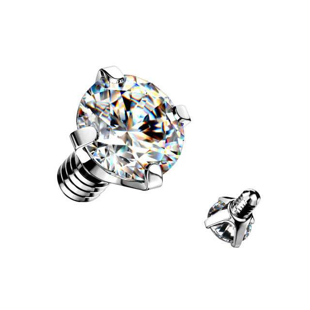 Surgical Steel 14 to 16 Gauge Internally Threaded Prong Set CZ Top - photo 8