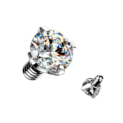 Surgical Steel 14 to 16 Gauge Internally Threaded Prong Set CZ Top - photo 8