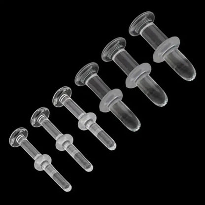 Clear Pyrex Glass Retainer Labret Stud 20 to 8 Gauge - 1/2" - Kruelty