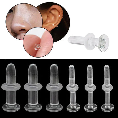 Clear Pyrex Glass Retainer Labret Stud 20 to 8 Gauge - 1/2" - Kruelty