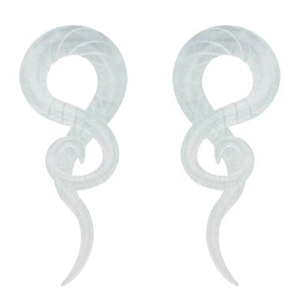 Pyrex Glass 2 Gauge to 1/2 Inch Clear Twisted Spiral Tapers - Pair