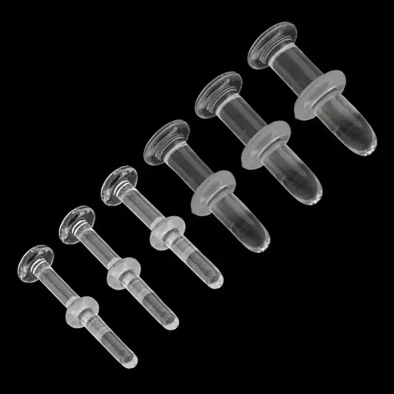 Clear Pyrex Glass Piercing Retainer Labret Stud 20 to 8 Gauge - 1/2"