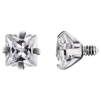 Surgical Steel 14 Gauge CZ Dermal Anchor Top with Prong Square Gems - photo 5