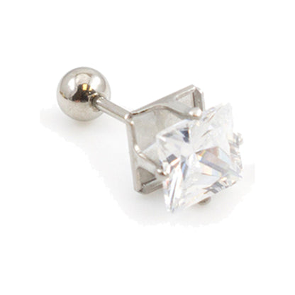 Surgical Steel 16 Gauge Square Prong CZ Stud Barbell