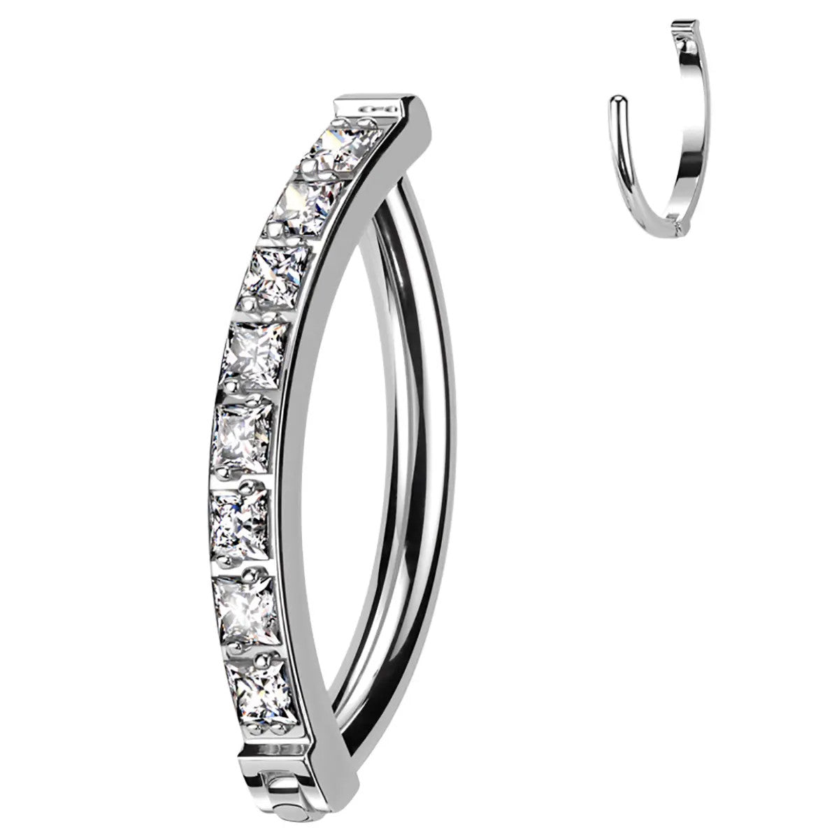 Titanium Hinged Belly Ring 14G 10mm with Square CZ - 4 Colors - photo 10